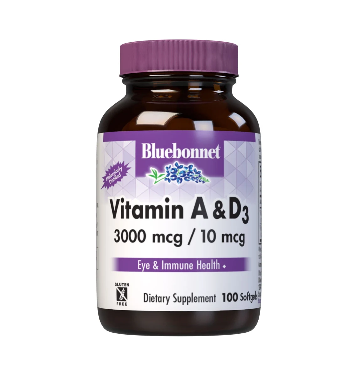Bluebonnet Nutrition VITAMIN A & D3 3000 mcg (10,000 IU)/ 10 mcg (400 IU)