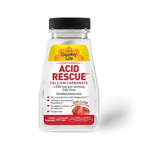 Country Life Acid Rescue Calcium Carbonate Berry Flavored