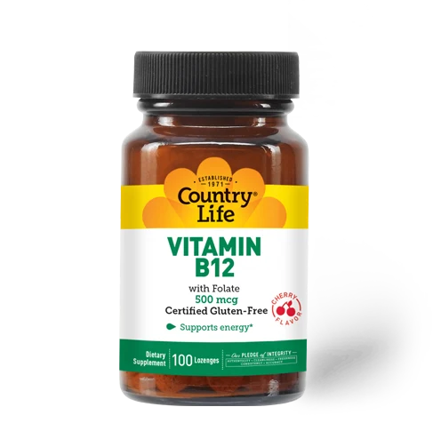 Country Life Vitamin B12 500 mcg, Cherry Lozenges