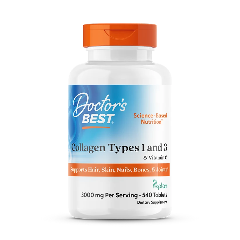 Doctor's Best Collagen Types 1 and 3 with Peptan and Vitamin C, 1,000 mg, 540 Tablets