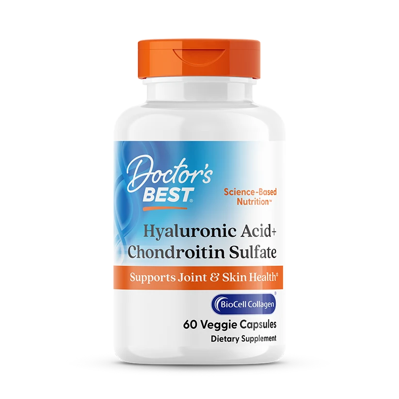 Doctor's Best Hyaluronic Acid + Chondroitin Sulfate with BioCell Collagen, 60 Veggie Caps