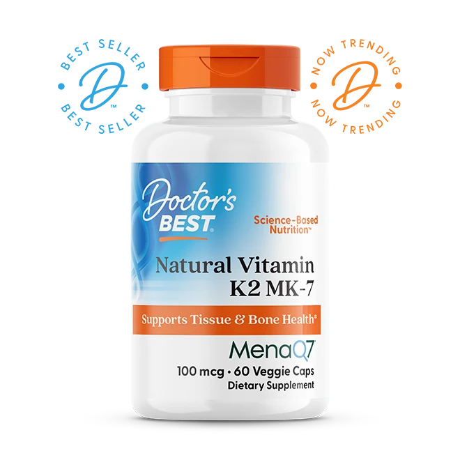 Doctor's Best Natural Vitamin K2 MK-7 with MenaQ7, 100 mcg, 60 Veggie Caps