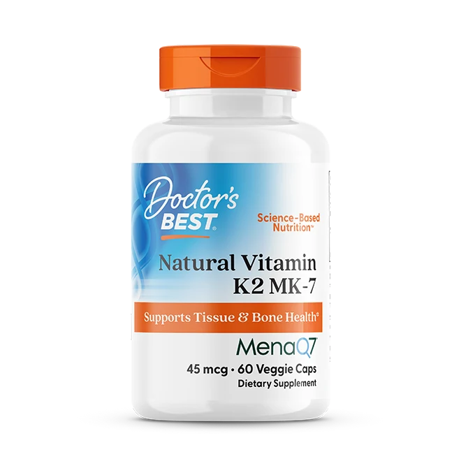 Doctor's Best Natural Vitamin K2 MK-7 with MenaQ7, 45 mcg, 60 Veggie Caps