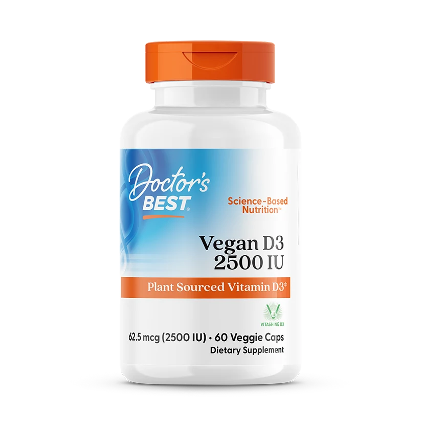 Doctor's Best Vegan D3 with Vitashine D3, 2,500 IU, 60 Veggie Caps