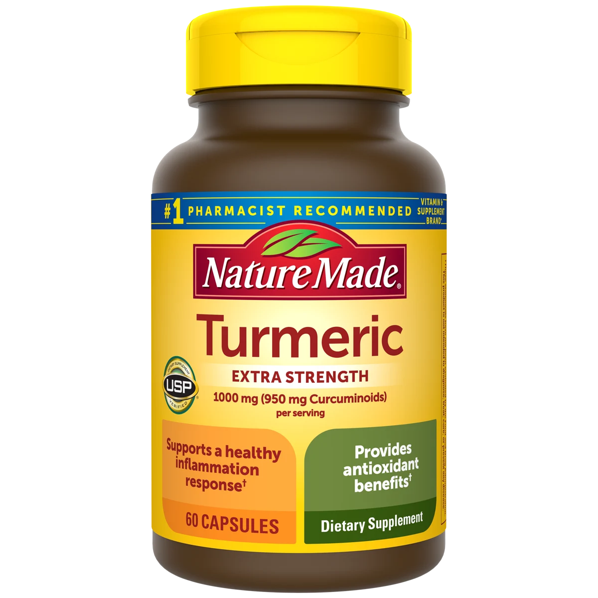 Nature Made Turmeric Extra Strength 1000 mg (950 mg Curcuminoids) Per Serving Capsules
