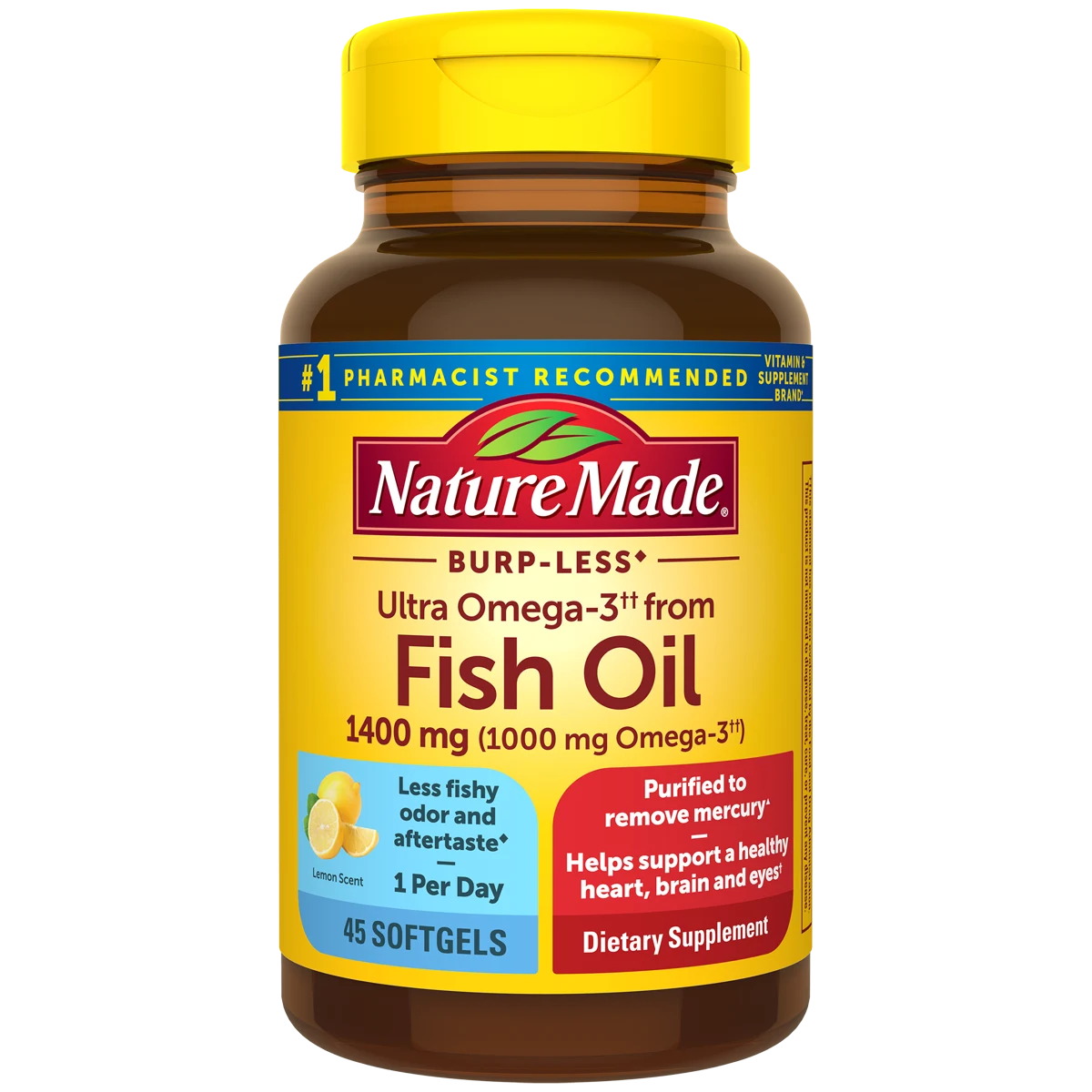 Nature Made Ultra Omega-3 from Fish Oil 1400 mg Softgels, Burp-Less