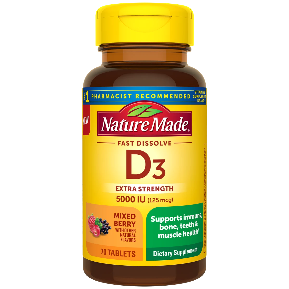 Nature Made Vitamin D3 5000 IU (125 mcg) Fast Dissolve Tablets