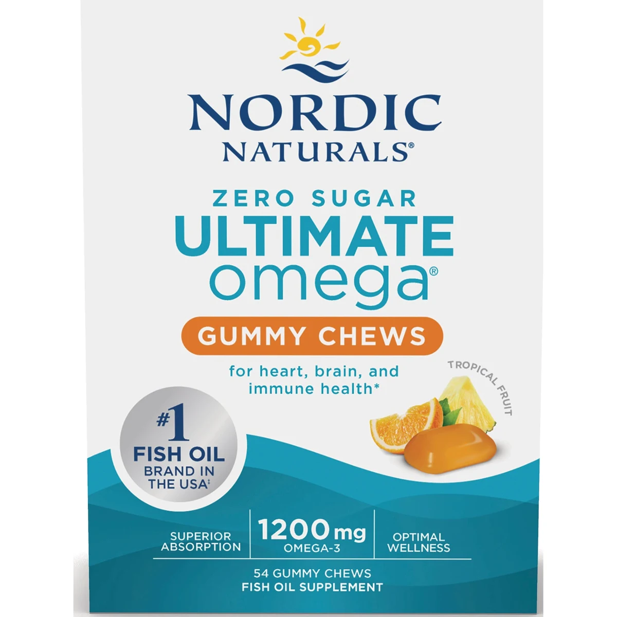Nordic Naturals Zero Sugar Ultimate Omega Gummy Chews - Tropical Fruit