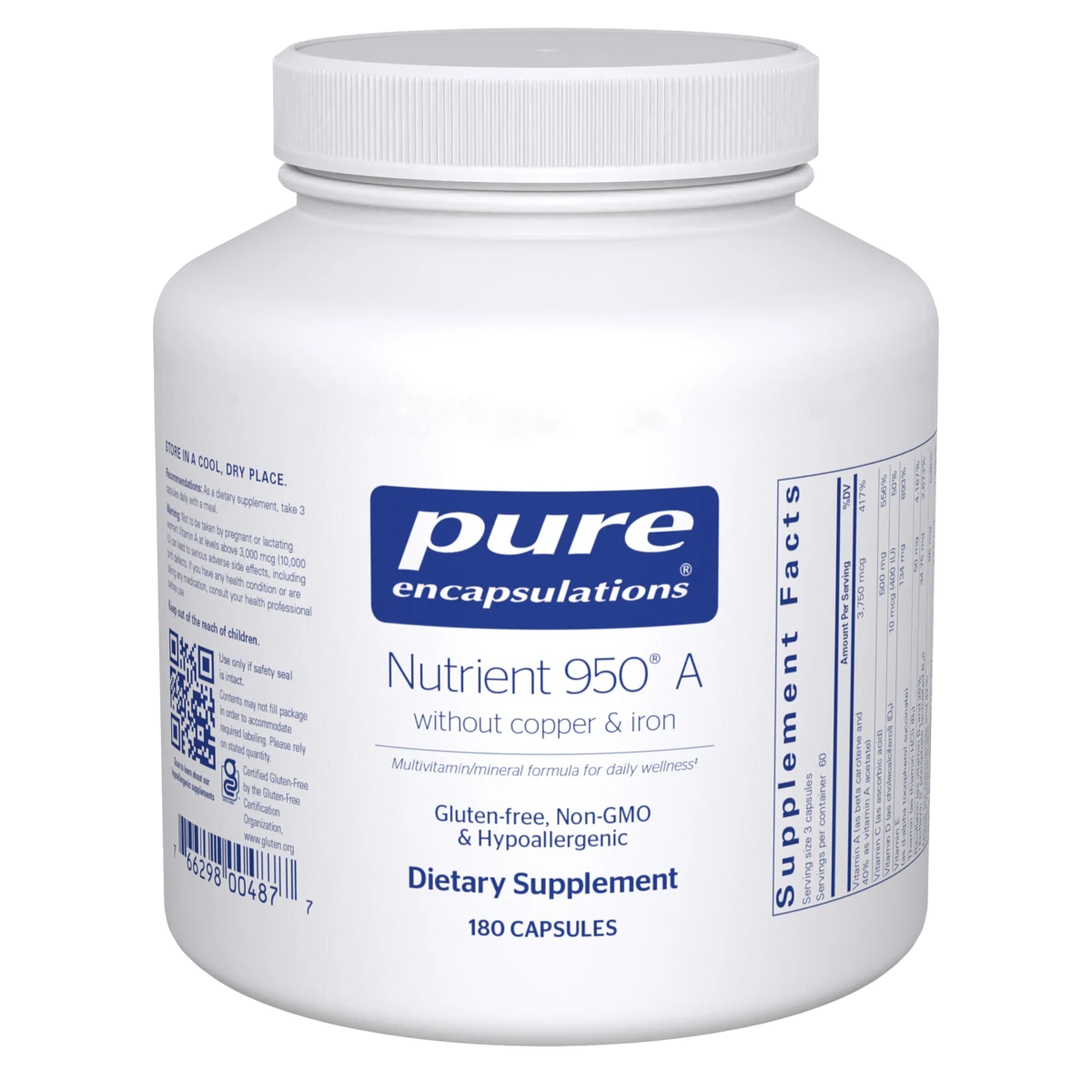 Pure Encapsulations Nutrient 950 A without copper & iron
