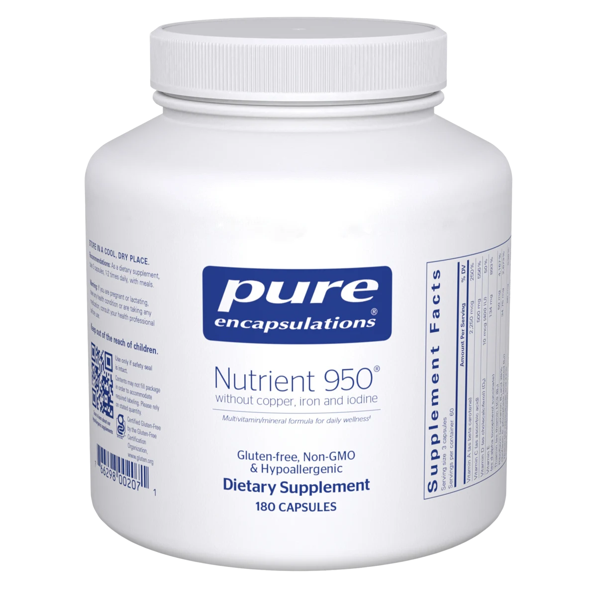 Pure Encapsulations Nutrient 950 without copper, iron, & iodine