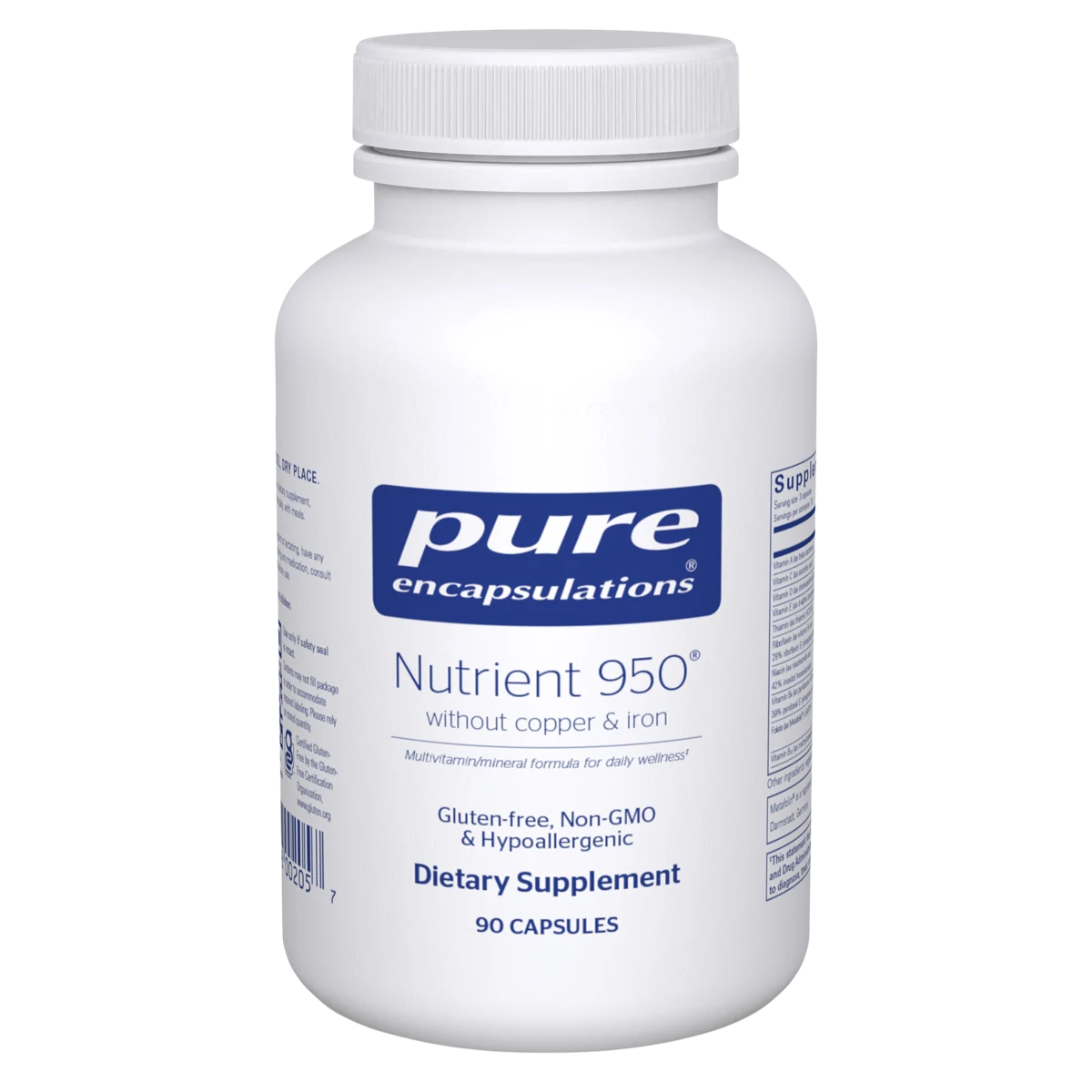 Pure Encapsulations Nutrient 950 without copper & iron