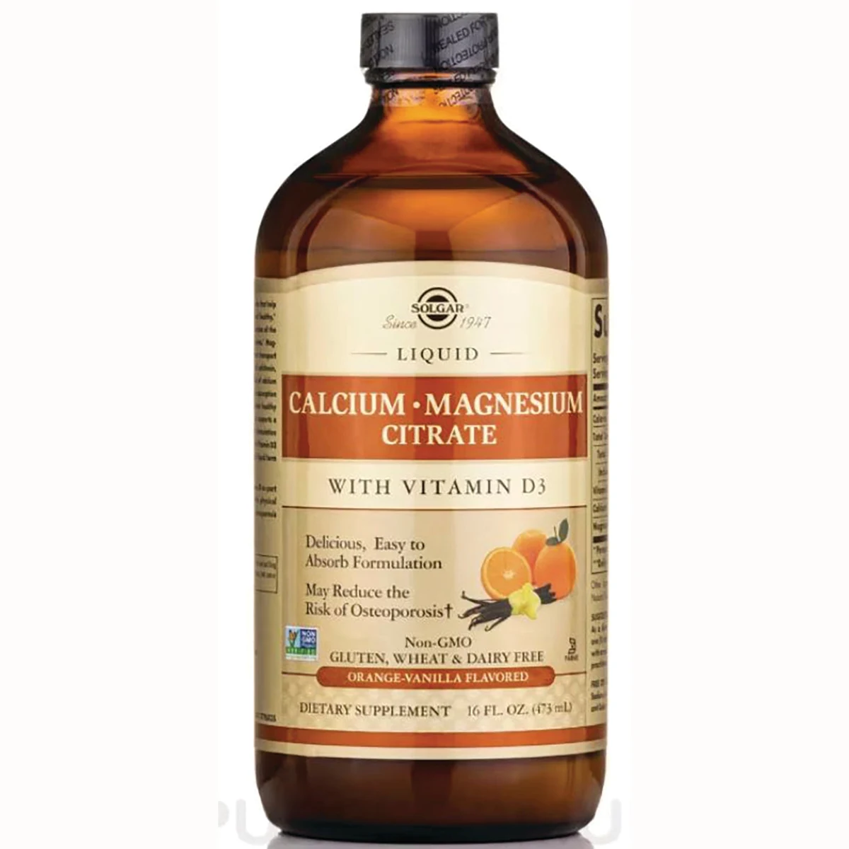Solgar Liquid Calcium Magnesium Citrate with Vitamin D3 - Orange-Vanilla